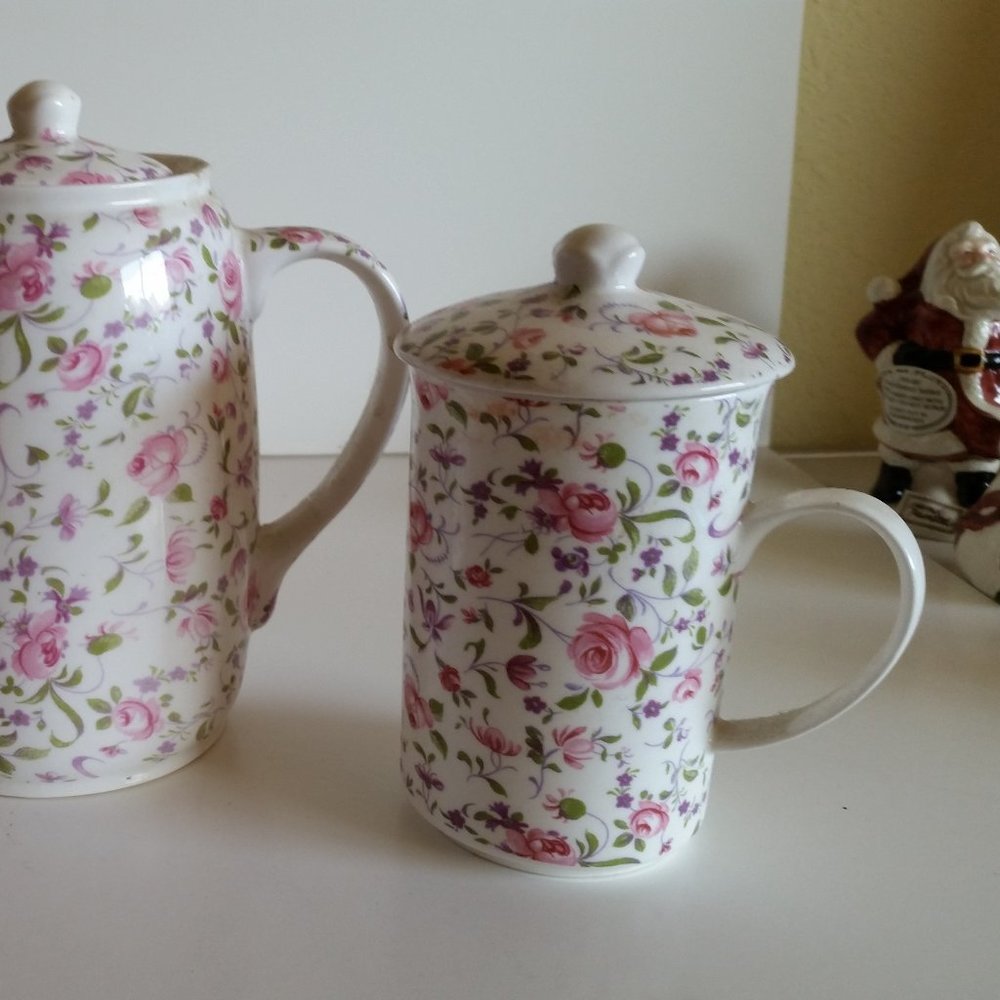 Fine bone china Tea service, rose chintz 8 pc set - Picture 5 of 13